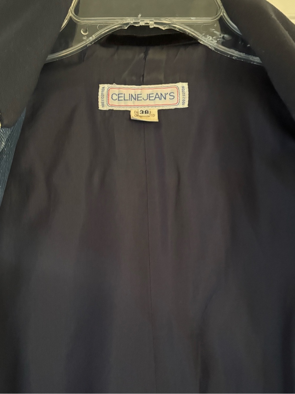 Celine rare vintage Denim Jacket with gold metal stamped Celine on shoulder - Picture 5 of 10